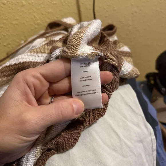 Steve Madden Crochet Brown and Cream Striped Tank Top - Picture 7 of 7